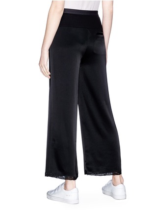 Back View - Click To Enlarge - T BY ALEXANDER WANG - Guipure lace cuff heavy draped satin culottes
