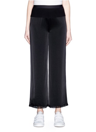 Main View - Click To Enlarge - T BY ALEXANDER WANG - Guipure lace cuff heavy draped satin culottes