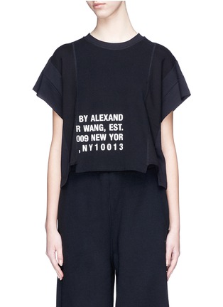 Main View - Click To Enlarge - T BY ALEXANDER WANG - Logo print cropped waffle knit top