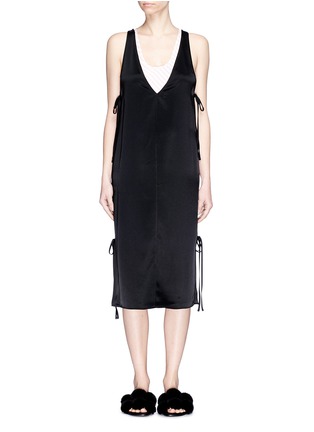 Main View - Click To Enlarge - T BY ALEXANDER WANG - Racerback underlay tie heavy draped satin dress