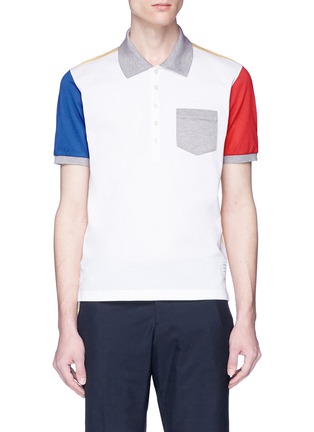 Main View - Click To Enlarge - THOM BROWNE  - Colourblock polo shirt