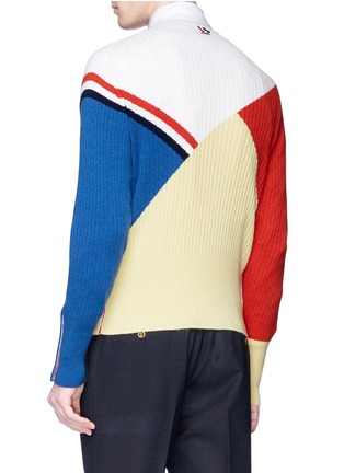 Back View - Click To Enlarge - THOM BROWNE  - Colourblock cashmere rib knit cardigan