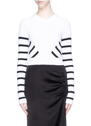 Main View - Click To Enlarge - T BY ALEXANDER WANG - Stripe panel cropped sweater