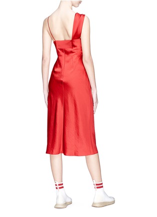 Figure View - Click To Enlarge - T BY ALEXANDER WANG - 'Wash & Go' asymmetric strap satin slip dress
