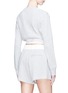 Back View - Click To Enlarge - T BY ALEXANDER WANG - Henley cropped waffle knit sweater