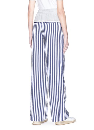 Back View - Click To Enlarge - T BY ALEXANDER WANG - French terry waist panel stripe twill wide leg pants