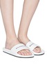 Figure View - Click To Enlarge - BALENCIAGA - Logo print pool slide sandals