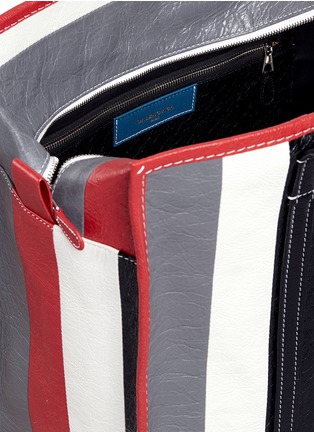 Detail View - Click To Enlarge - BALENCIAGA - 'Bazar Shopper' stripe medium crinkled leather tote