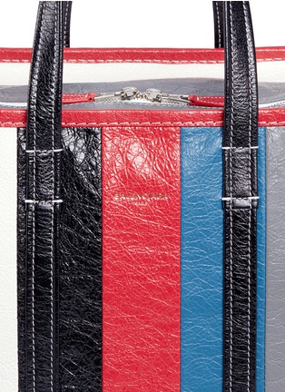 Detail View - Click To Enlarge - BALENCIAGA - 'Bazar Shopper' stripe medium crinkled leather tote