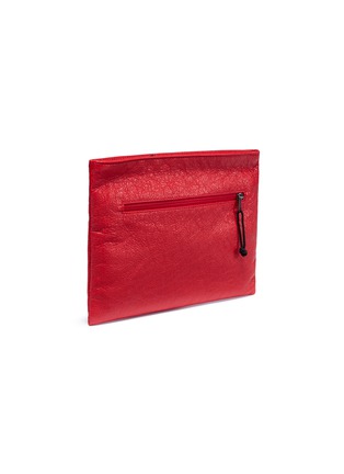 Detail View - Click To Enlarge - BALENCIAGA - 'Explorer' logo debossed crinkled leather zip pouch
