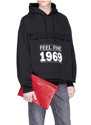Figure View - Click To Enlarge - BALENCIAGA - 'Explorer' logo debossed crinkled leather zip pouch