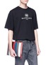 Figure View - Click To Enlarge - BALENCIAGA - 'Bazar' stripe crinkled leather zip pouch