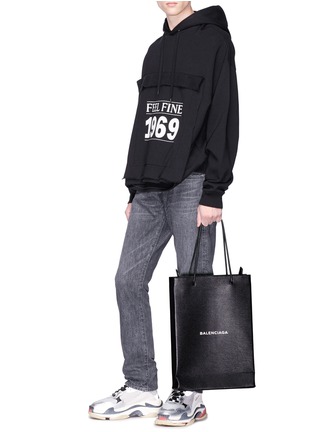 Balenciaga North South Logo Print Medium Leather Tote Bag Men Figure View Click To Enlarge Balenciaga North South Logo Print