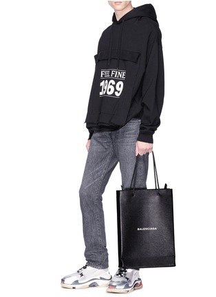 Figure View - Click To Enlarge - BALENCIAGA - 'North-South' logo print medium leather tote bag