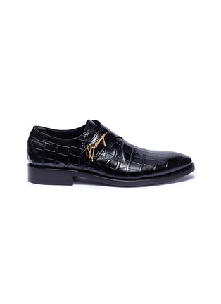 Main View - Click To Enlarge - BALENCIAGA - 'City Evening' monk strap croc embossed leather loafers