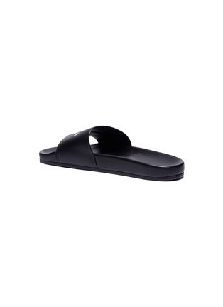 Detail View - Click To Enlarge - BALENCIAGA - 'Piscine' logo print lambskin leather slide sandals