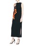 Front View - Click To Enlarge - DRIES VAN NOTEN - Glass crystal embellished scarf drape crepe dress