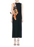 Main View - Click To Enlarge - DRIES VAN NOTEN - Glass crystal embellished scarf drape crepe dress
