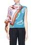 Main View - Click To Enlarge - DRIES VAN NOTEN - Cutout twill scarf overlay lips print crepe top