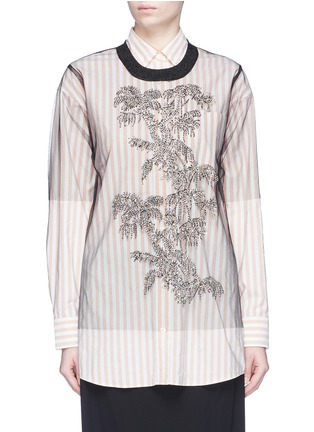 Main View - Click To Enlarge - DRIES VAN NOTEN - 'Habbe' glass crystal tree tulle T-shirt