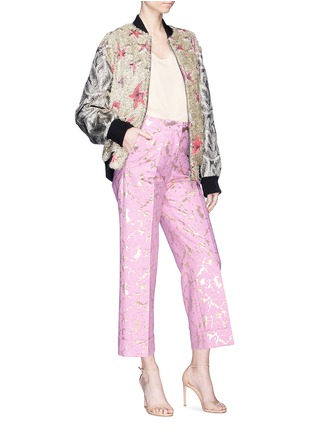 Figure View - Click To Enlarge - DRIES VAN NOTEN - 'Prope' crack effect jacquard cropped pants