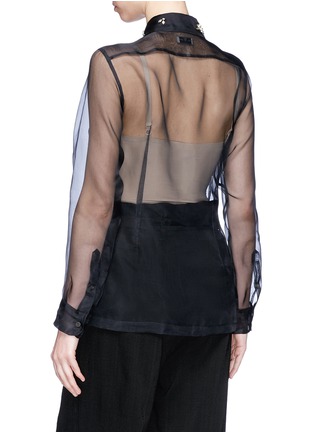 Back View - Click To Enlarge - DRIES VAN NOTEN - 'Capios' embellished collar silk organza shirt