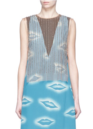 Main View - Click To Enlarge - DRIES VAN NOTEN - Glass crystal embellished tulle sleeveless top