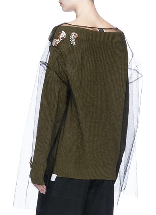 Back View - Click To Enlarge - DRIES VAN NOTEN - Two-in-one strass embellished organdy overlay sweater