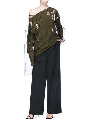 Figure View - Click To Enlarge - DRIES VAN NOTEN - Two-in-one strass embellished organdy overlay sweater