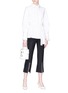 Figure View - Click To Enlarge - C/MEO COLLECTIVE - 'Confessions' zigzag topstitching cropped suiting pants