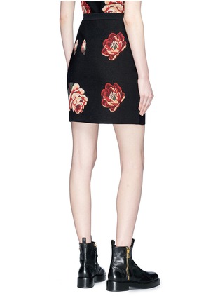 Back View - Click To Enlarge - ALEXANDER MCQUEEN - Rose jacquard knit skirt