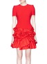 Main View - Click To Enlarge - ALEXANDER MCQUEEN - Ruffle faille skirt crepe dress