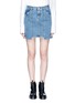 Main View - Click To Enlarge - ALEXANDER MCQUEEN - Logo embroidered denim patchwork mini skirt