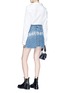 Figure View - Click To Enlarge - ALEXANDER MCQUEEN - Logo embroidered denim patchwork mini skirt
