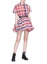 Figure View - Click To Enlarge - ALEXANDER MCQUEEN - Detachable sleeve check plaid oversized shirt dress