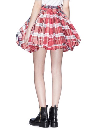 Back View - Click To Enlarge - ALEXANDER MCQUEEN - Ruched check plaid balloon skirt