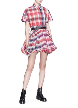Figure View - Click To Enlarge - ALEXANDER MCQUEEN - Ruched check plaid balloon skirt