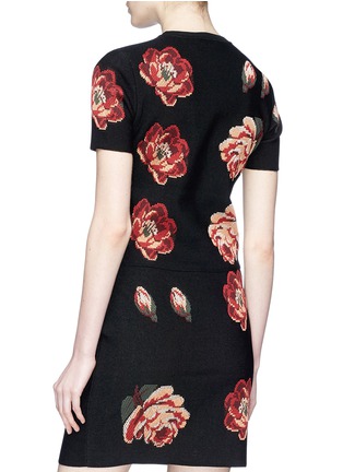 Back View - Click To Enlarge - ALEXANDER MCQUEEN - Rose jacquard knit top