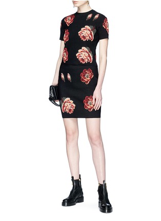 Figure View - Click To Enlarge - ALEXANDER MCQUEEN - Rose jacquard knit top