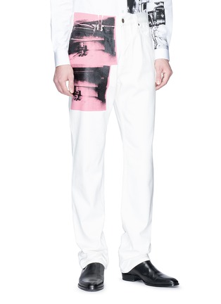 Front View - Click To Enlarge - CALVIN KLEIN 205W39NYC - 'Little Electric Chair' print jeans