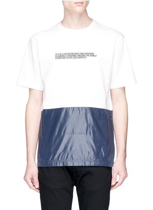 Main View - Click To Enlarge - CALVIN KLEIN 205W39NYC - Nylon panel slogan print T-shirt