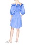 Figure View - Click To Enlarge - STELLA MCCARTNEY - 'Reyna' puff sleeve belted poplin off-shoulder dress