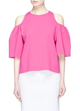 Main View - Click To Enlarge - STELLA MCCARTNEY - Puff sleeve cold shoulder knit top