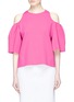 Main View - Click To Enlarge - STELLA MCCARTNEY - Puff sleeve cold shoulder knit top