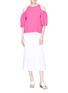 Figure View - Click To Enlarge - STELLA MCCARTNEY - Puff sleeve cold shoulder knit top