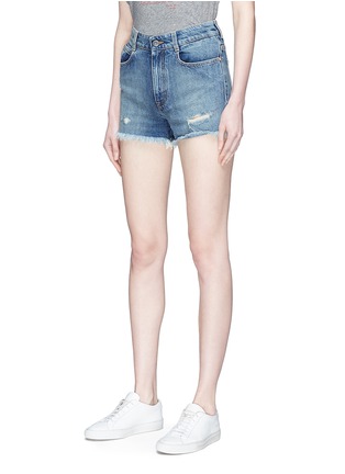 Front View - Click To Enlarge - STELLA MCCARTNEY - Frayed denim shorts