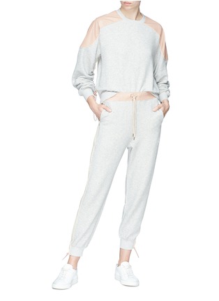 Figure View - Click To Enlarge - STELLA MCCARTNEY - Drawcord contrast sleeve panel sweatshirt