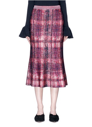 Main View - Click To Enlarge - VICTORIA BECKHAM - Check plaid flared silk-wool skirt