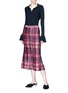 Figure View - Click To Enlarge - VICTORIA BECKHAM - Check plaid flared silk-wool skirt