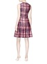 Figure View - Click To Enlarge - VICTORIA BECKHAM - Check plaid jacquard silk-wool flared dress